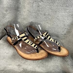 Naughty Monkey Zebra Print Gemma Flat Sandals Womens 8 Animal Print